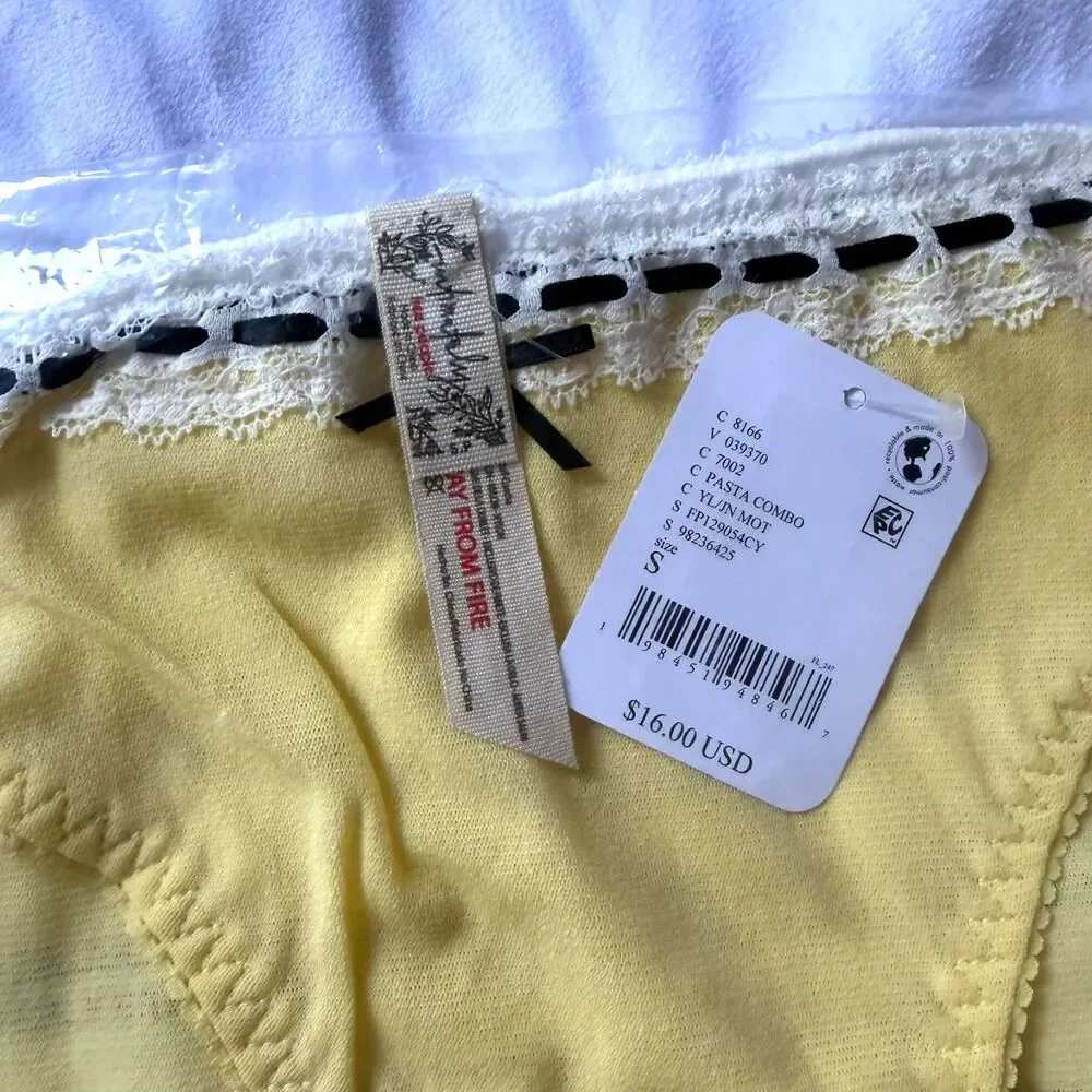 NWT Intimately Free People So Sweet Yellow Bikini Mesh Bottom Size S